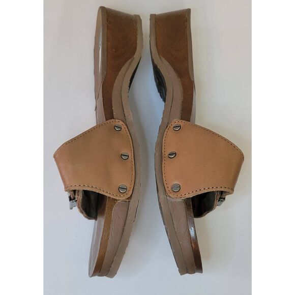Dr Scholl's Tan Exercise Sandals Rubber Buckle Soft Sole Sz 9 - Picture 3 of 8